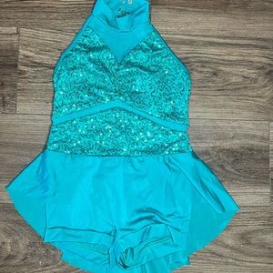 Sparkling Teal Kids Dance Costume